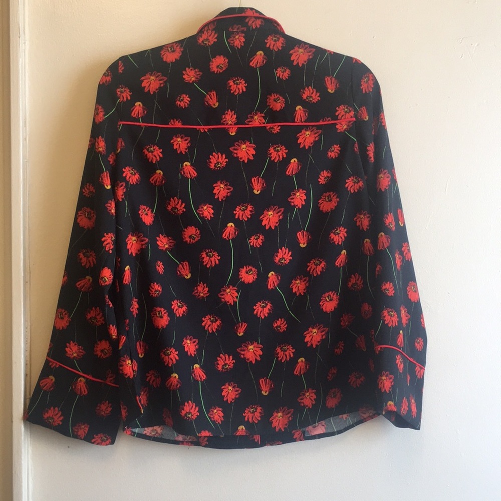 H&M Navy and Red Floral PJ Style Button Up Blouse - Picture 5 of 5
